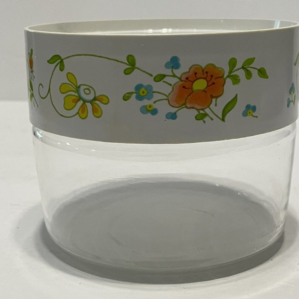 Vtg Corningware PYREX Canisters Wildflower Clear See n Store USA Flower Storage - Picture 3 of 9